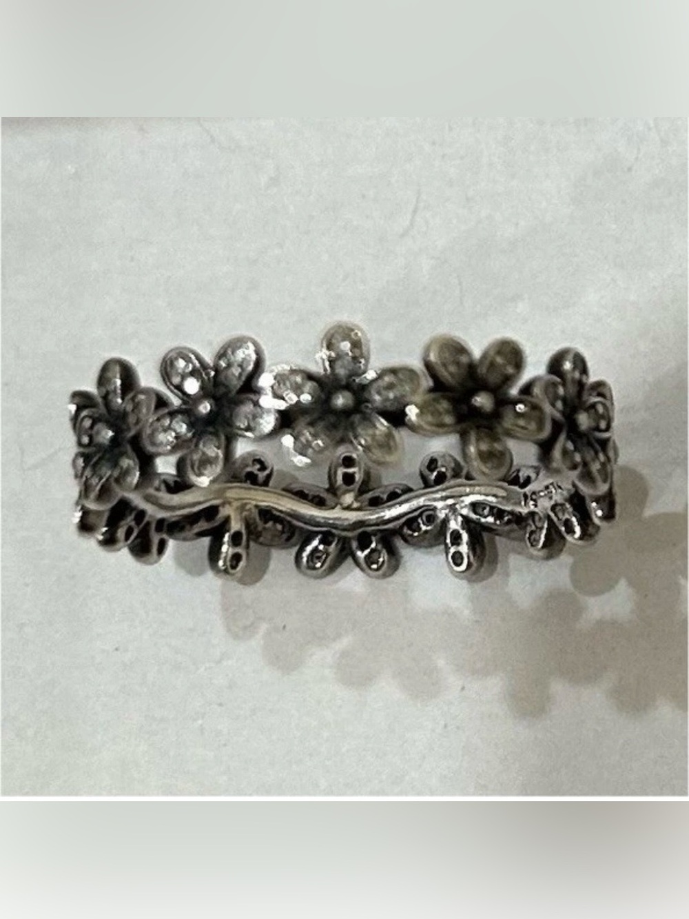 Pandora 925 Ale Sterling Silver Floral Band Ring